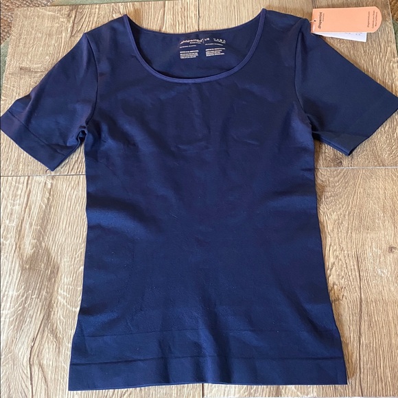 Shapermint Essentials All Day Every Day Short Sleeve Shaping T-Shirt Navy Blue L - Picture 1 of 11